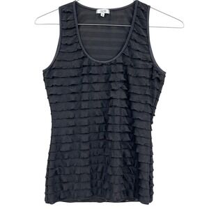 Cache Women's Black Tiered Ruffle SleevelessTank Top Scoop Neck Whimsigoth 90s S